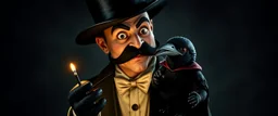 crow baby mustache thief juggler man