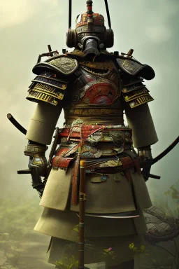 full portrai of samurai gaspunk,high detail, volumetric lighting, tiny features, intricate detail,volumetric clouds