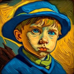 Retrato de un niño de perfil al estilo van goht