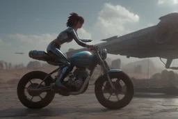 flying motocycle bulma cyberpunk realistic star wars