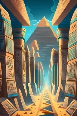 Egyptian pyramids, corridor to Pharaoh's tomb, walls with different patterns, palm circumcision, cartoon style, fantasy, digital art, 8k, full details, high resolution