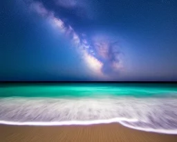 Night, stars, beach, calm, small waves, cool color palette, background, blue