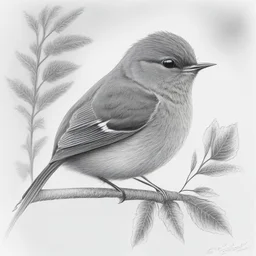 Realistic portrait drawing of a garden warbler tit