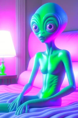 alien at a slumber party ,3d 4k octane render, smooth, sharp focus, highly detailed, unreal engine 5,