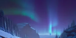 Huge place of worship in a Mountaintop cliffside, aurora borealis, fantasy, snow storm