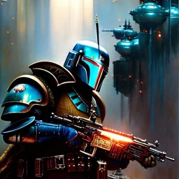 Jango Fett helmet, ancient metal helmet ,painting by gaston bussiere, greg rutkowski, yoji shinkawa, yoshitaka amano, tsutomu nihei, donato giancola, tim hildebrandt, cinematic composition, extreme detail, fit full head inside picture, muted colors