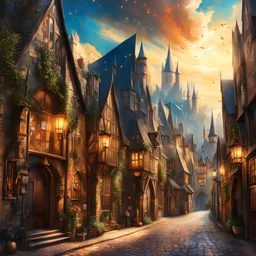 Winkelgasse Eingang Harry Potter. Magical. Epic. Dramatic, highly detailed, digital painting, masterpiece