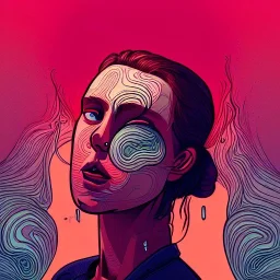 singer Danish MØ face, Camera., concept art, hyper detailed, asaf hanuka, dan mumford, kilian eng, post-apocalyptic, oil on canvas