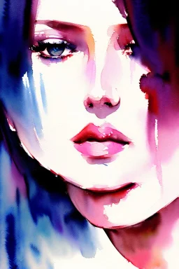 watercolor illustration of beautiful woman by <agnes cecile>, trending on artstation, vampire, blood