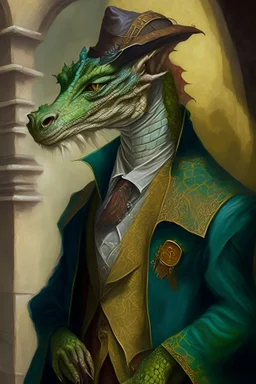 carravaggio painting of a dragon dressed as an Algerian detective