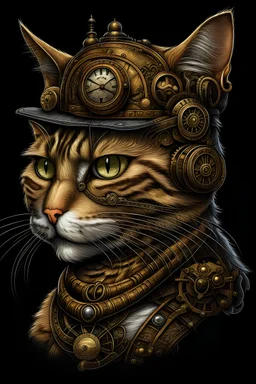 steampunk cat hyper detailed