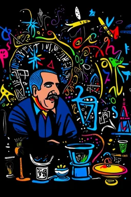 expressionism, Pixar style, in abstract art Basquiat, Picasso, Miro, Kandinsky, Klee, Birell, Fairey, Ardon, Buffet and Picasso style, HD --s 750 --v 5.1 --style raw, water color, black background