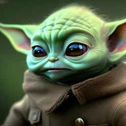 super cute photorealistic portrait of a baby yoda, star wars, intricate, headshot, highly detailed, sharp focus, cinematic lighting,