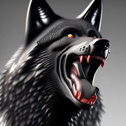 black alpha wolf baring teeth photorealistic