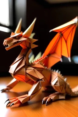 an oragami dragon in a real world