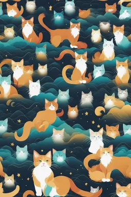 high quality, beautiful and fantastically designed silhouettes of colorful cat due to gravitational waves, beautifully designed wavelengths, very weak vibrations caused by fluctuations in the gravitational field of the universe, wave nature, stretching and compression, by yukisakura, awesome full color,