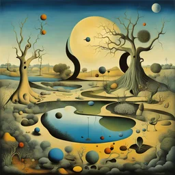 In the artistic style of Salvador Dali, enhanced surrealism, garden of hedon, by Dali and Joan Miro, dissolving textures, expansive