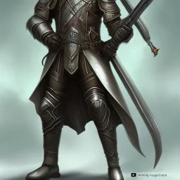 D&D character, male, long black hair, dark tan skin, artificer, gun, silver armor