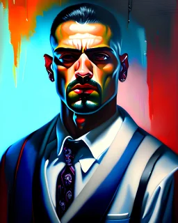 Gangster portrait oil painting