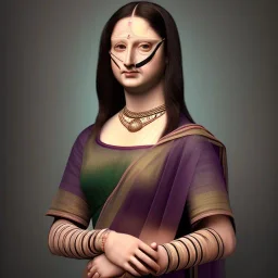 Monalisa wearing a saree, hyper realistic photograph