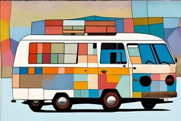 Campervan in thestyle of paul klee