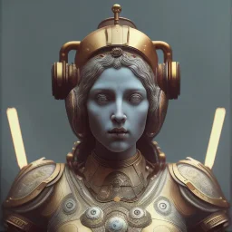 a greek marmor statue of athena, steam punk, scary, horror, realistic, made in octane, cinematic, movie, CGI, ultra-realistic, extremely detailed octane rendering, 8K, VRAY Super Real ar 2:3, dof photorealistic futuristic 50mm lens hard lighting dark gray tintype photograph, realistic lighting, sephia colors