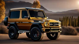 mercedes g63 Shelby GT500, rear view, cinematic, luxurious --chaos 80 --ar 16:9 --style raw --stylize 700