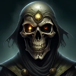 fantasy art, necromancer, sorcerer, aristocrat, skull mask with one open eye