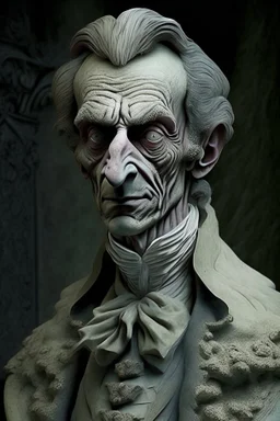 cursed middle-age man from a royal familly victorian times whose skin looks like stone sculpture