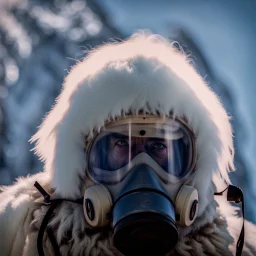 Yeti in elastomeric respirator, Kananaskis Country