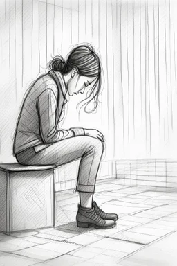 A lonely figure, their sketches reflecting the sadness of their heart.