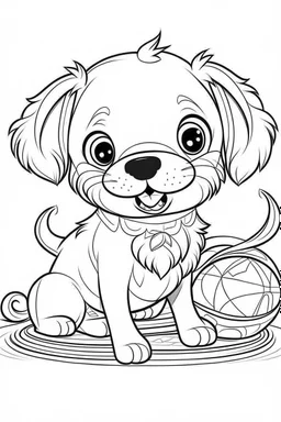 outline art for cute Dog coloring pages with sitch, white background, Sketch style, full body, only use outline, toddlers style, clean line art, white background, no shadows and clear and well outlined.