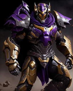 A brave iranian warrior with leather and metal combat clothes robotic metal with Chafee robo fighter, thanos