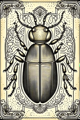 vintage, gothic, steampunk drawings of a beetle, sepia-toned