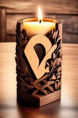 "Generate an AI art logo for 'Love Wooden Candle Holder.' Picture a romantic and rustic wooden candle holder with 'Love' engraved or incorporated into the design. Infuse warmth, craftsmanship, and a sense of love and tranquility into the logo, reflecting the product's essence."