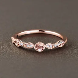 delicate thin ring with tiny diamonds and morganite, rose gold, thin ring