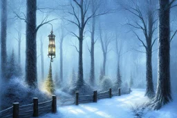 FOREST LANTERN WINTER PATH FALL