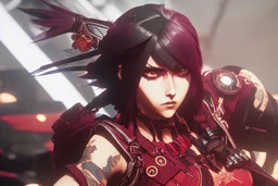 beautiful punk girl, hyper detailed, intricately detailed, illustration by <kilian eng> <Yoji Shinkawa>, darkred tones,