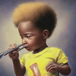 African American baby boy musician with piano modern art