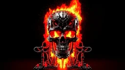 4K. REALISTIC FULL DETAILS. LOGO EMISSION DE RADIO HARDROCK FIRESTARTER TERMINATOR. FLAMMES EN FOND D IMAGE