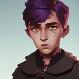 Portrait of a 9 year old warlock boy with beautiful eyes Nick Harris style