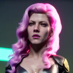 Actress, young Katheryn Winnick, android woman, gold tees, circuits in face, glow painted face, shaved hair, ghost in the shell, leather coat, elastic bodysuit, cyber punk, neon, army, bamboo, blood, portrait, gradient color background, unreal engine 5, soft color, 16 bit, god lights, ray tracing, RTX, lumen lighting, ultra deatail, volumetric lighting, 3d, finely drawn, hd.