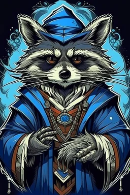 evil Raccoon wizard, in anime portrait art style