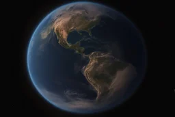 تصوير جوي للأرض من الفضاء، حيث يظهر الكوكب الأزرق الجميل في خلفية مظلمة وغامضة. تتلألأ سطح الأرض بألوانها المتعددة، ويتجلى لمحة من السحب والمحيطات. تنعكس ضوء الشمس بلطف على الجانب المضاء، مشيرةً إلى التنوع والجمال الذي تحمله هذه الكوكبة المعجزة.