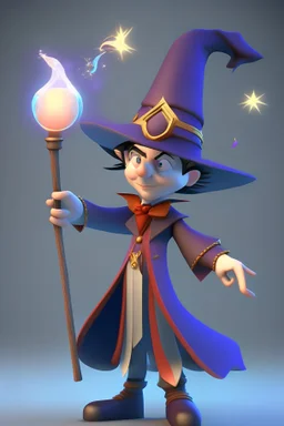 3D japanese super high quality animation style character who are the magician with the huge wand