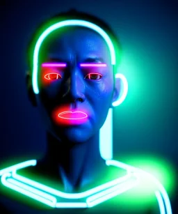 Ultra realistic photographic night portrait, cinematic, <Asian woman> many wires coming out of the head <perfect pupil> <cyborg arm> <garage> <wide angle Shot> <sci-fi futuristic> <thriller>, neon lights, color fog, soft color, highly detailed, unreal engine 5, ray tracing, RTX, lumen lighting, ultra detail, volumetric lighting, high definition.