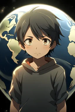 a boy in an earth quike (Anime)