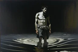 man standing in deep water by Caravaggio