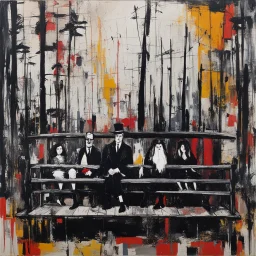 [[Part of the series by Jean-Paul Riopelle] The Addams family on a bench