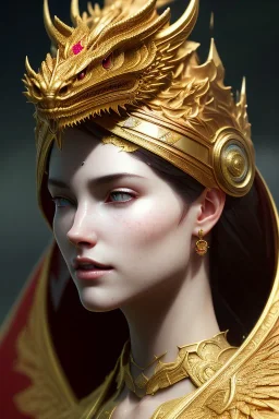 A red dragon, full-scale head and shoulders portrait, 8k resolution concept art portrait by Greg Rutkowski, Artgerm, WLOP, Alphonse Mucha dynamic lighting hyperdetailed intricately detailed Splash art trending on Artstation triadic colors Unreal Engine 5 volumetric lighting Splash art fantasy"